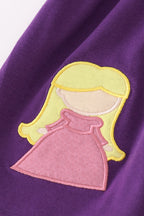 Purple halloween witch applique pants set