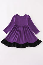 Purple halloween witch applique dress