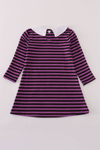 Purple halloween cat stripe dress 2pc set