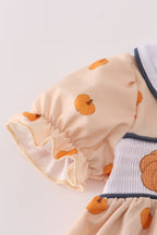 Khaki embroidery smocked bloomer set