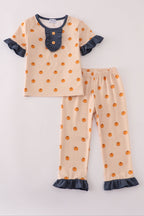 Khaki print ruffle pajamas set