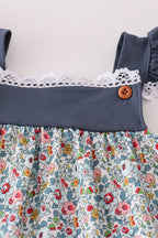 Blue meadow charm lace ruffle pants set