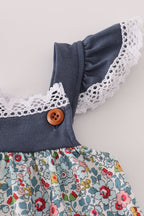 Blue meadow charm lace ruffle bubble