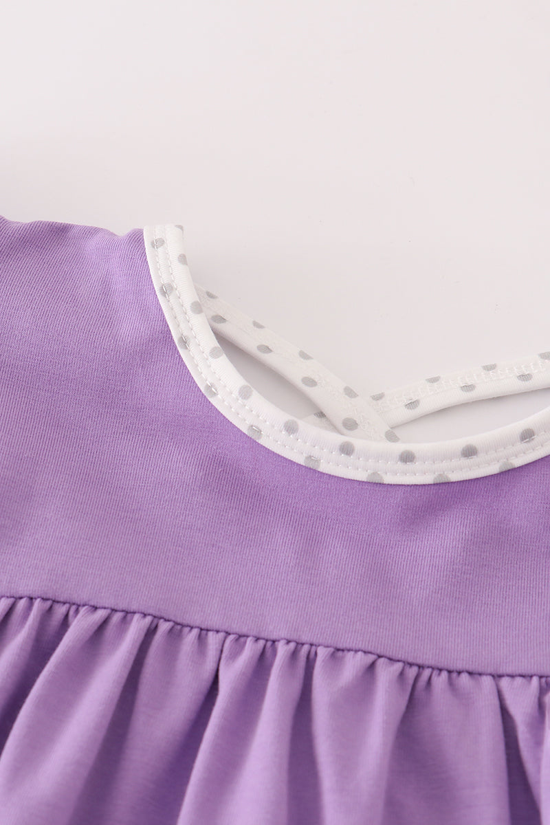 Purple spider embroidery ruffle dress