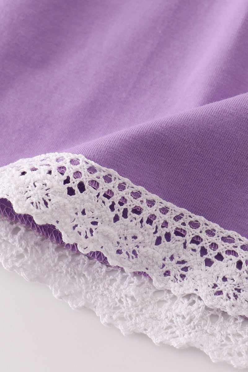 Purple spider embroidery ruffle dress