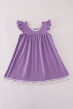 Purple spider embroidery ruffle dress