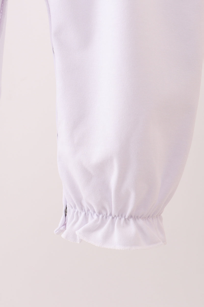 White wreath smocked romper