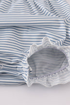 Blue princess embroidery stripe ruffle bubble