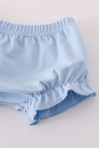 Pink princess castle embroidery gingham bloomer set