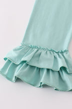 Red plaid farm embroidery ruffle pants set