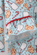 Santa claus cookie print ruffle pajams set