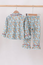 Santa claus cookie print ruffle pajams set