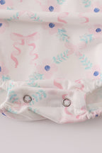 Pink floral bow print ruffle bubble