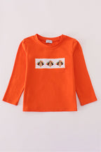 Orange turkey embroidery top