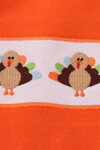 Orange turkey embroidery top