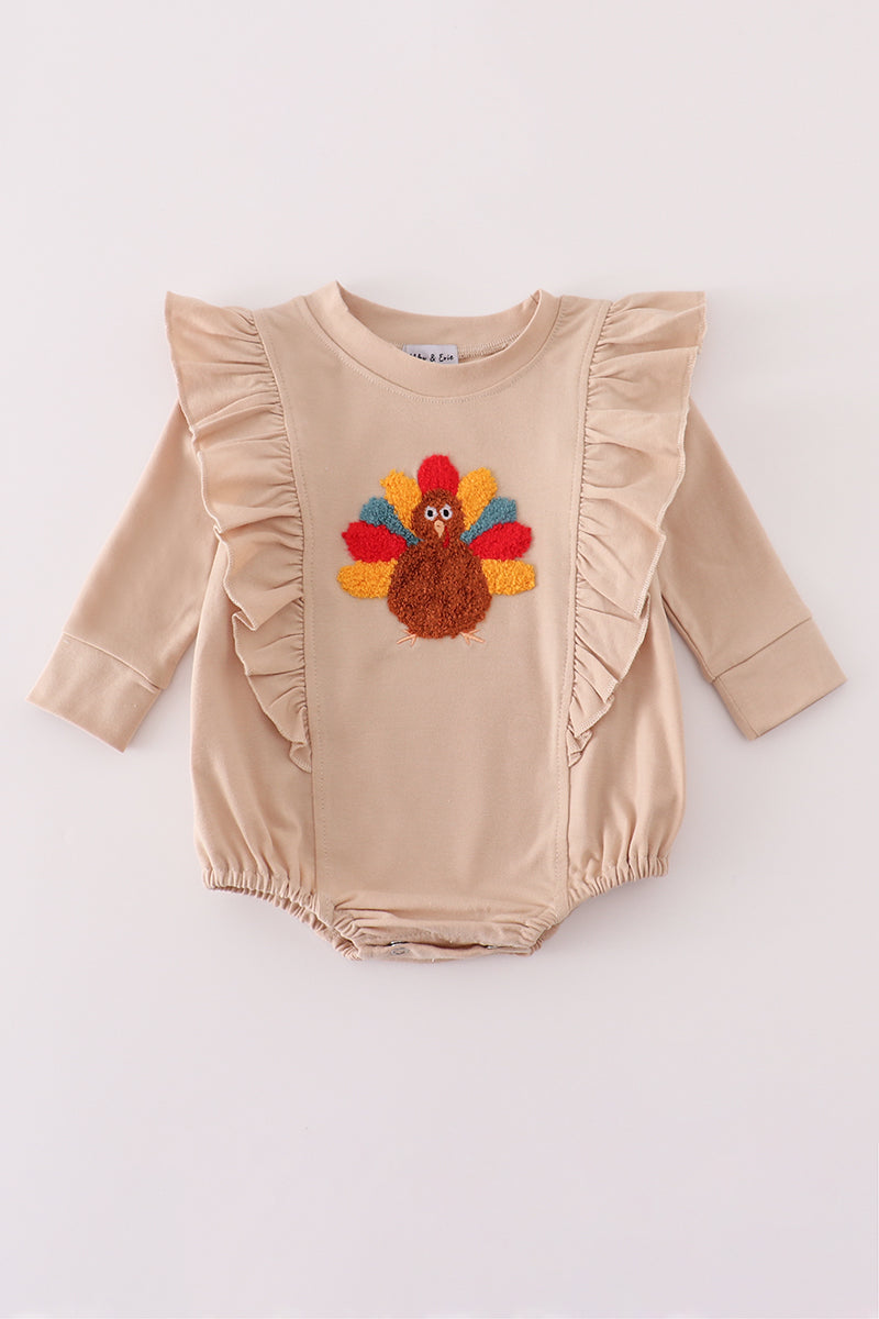 Beige turkey french knot ruffle bubble