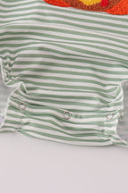 Green turkey french knot stripe ruffle bubble