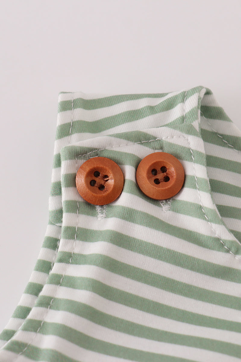 French Knot Turkey Green Stripe Romper