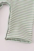 French Knot Turkey Green Stripe Romper