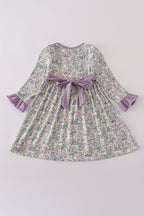 Purple Floral Ruffle Dress