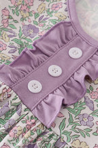 Purple floral print ruffle dress