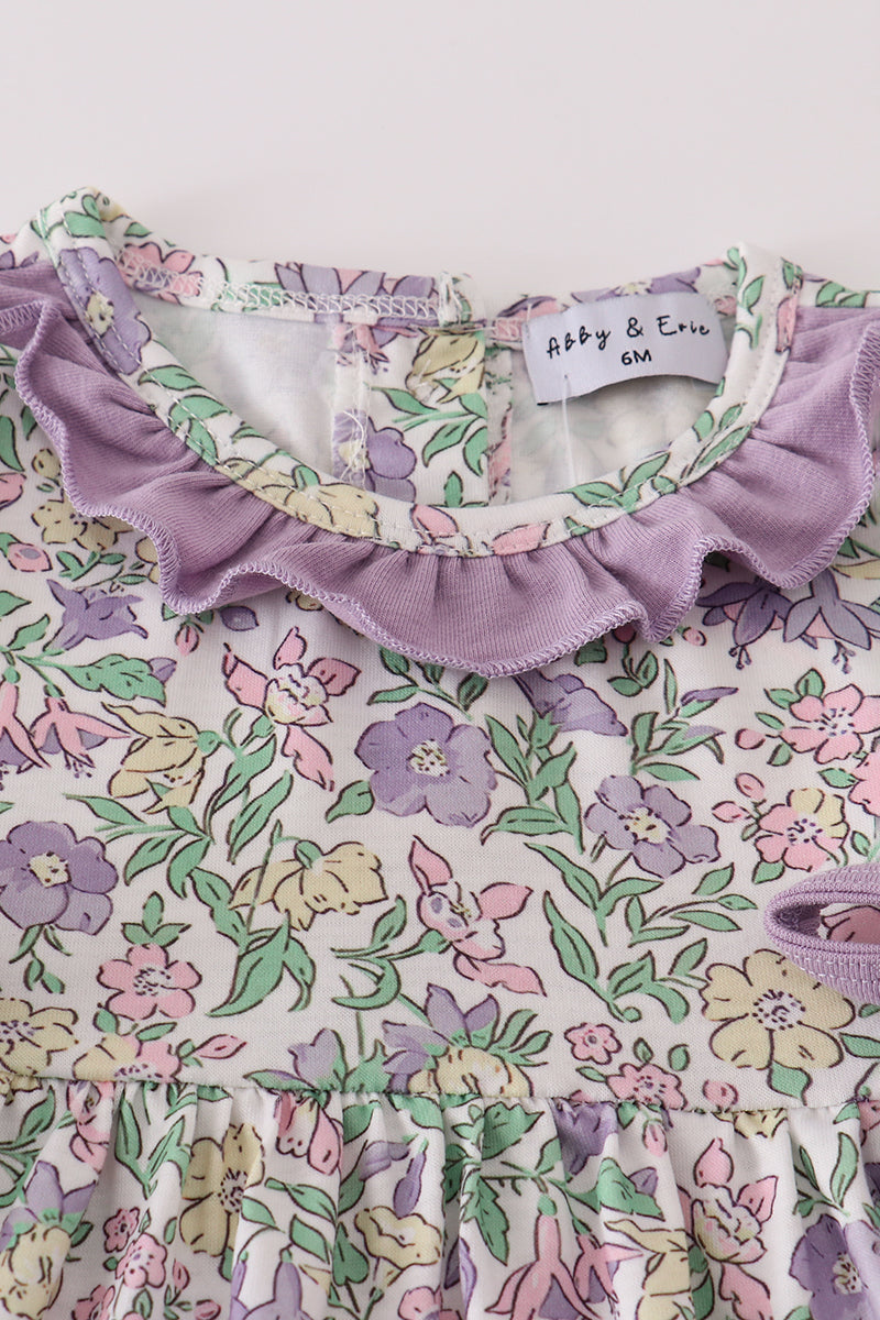 Purple Foral Ruffled Bloomer Set