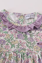 Purple Foral Ruffled Bloomer Set