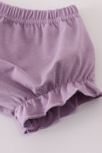 Purple floral print ruffle bloomer set