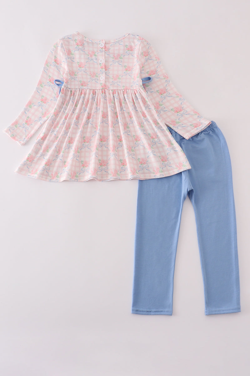 Pink Floral Ruffle Pants Set