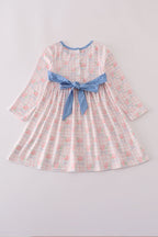 Pink floral print ruffle dress