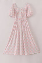 Pink floral print mom dress