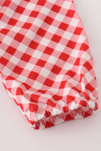 Red farm smocked ruffle pants set