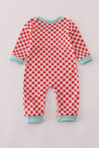 Red farm smocked romper