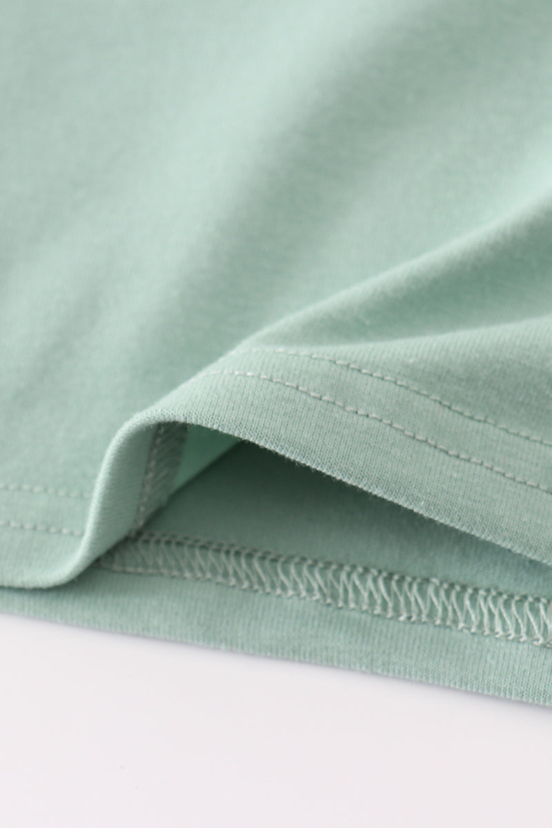 Blue excavator applique top