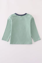 Blue excavator applique top