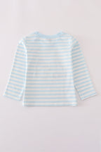 Blue crane applique stripe top