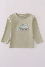 Cream excavator applique top