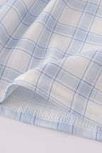 Blue farm embroidery plaid ruffle bubble