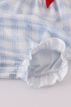 Blue Ruffled Embroidery Farm Bubble