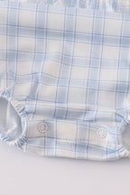 Blue farm embroidery plaid bubble