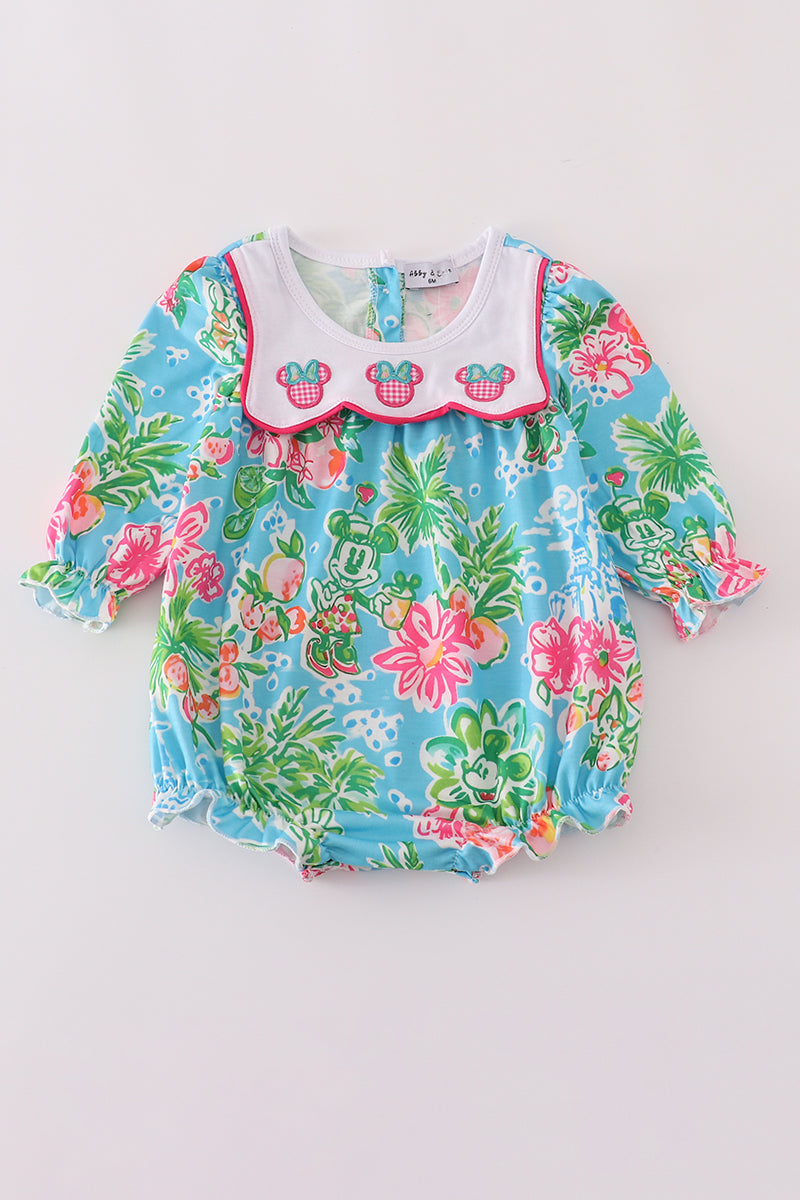 Green floral character applique bubble