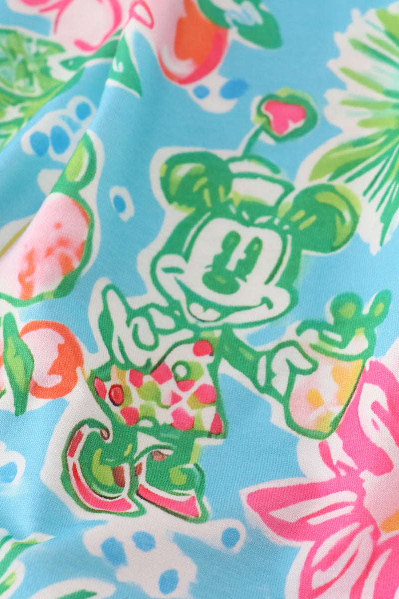 Green floral character applique dress