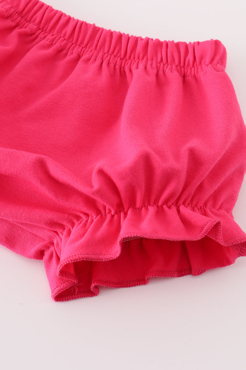 Green floral character applique bloomer set