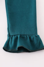 Blue dinosaur embroidery plaid ruffle pants set