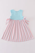 Blue whale embroidery girl dress