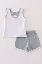 White crab applique girl set