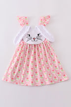 Pink floral bunny applique dress