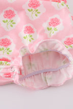 Pink floral bunny applique bubble