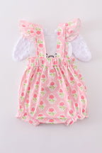 Pink floral bunny applique bubble