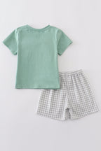 Green bunny applique set